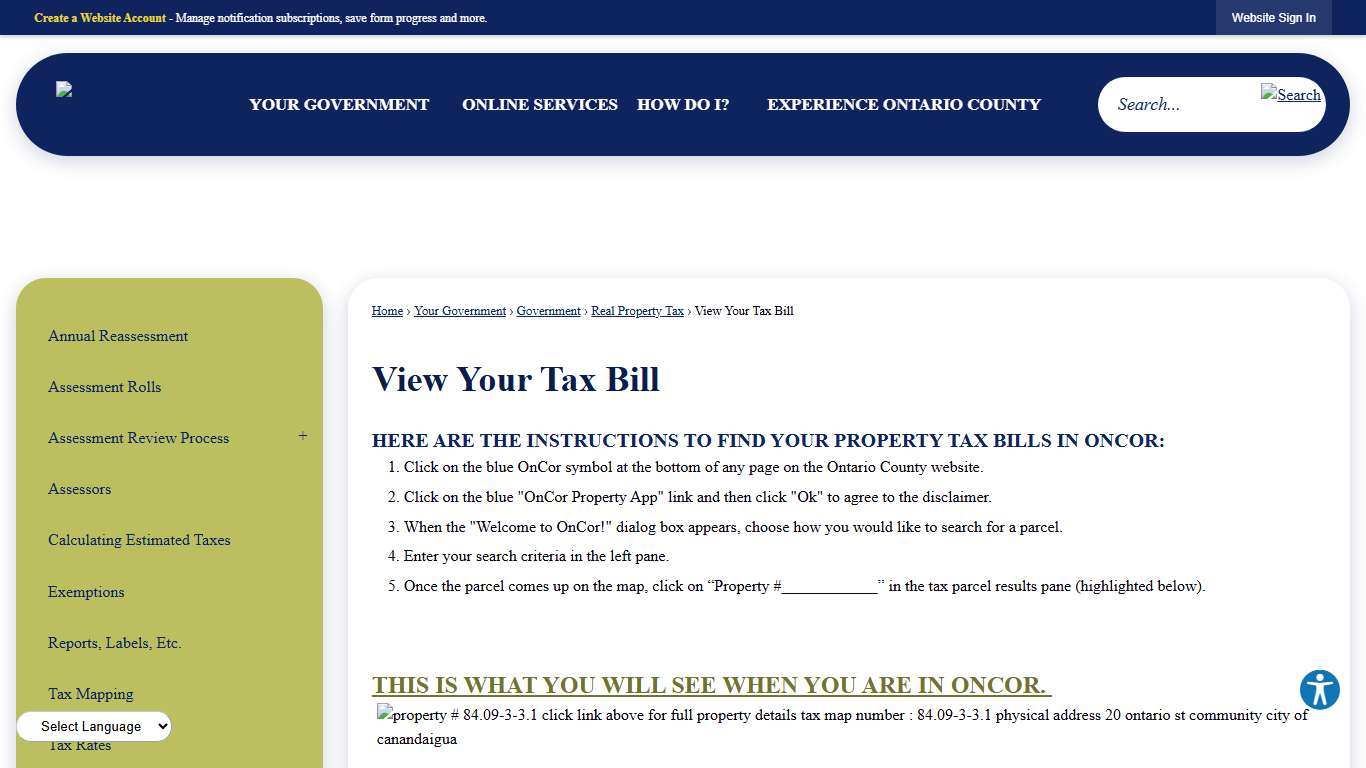 View Your Tax Bill | Ontario County, NY - Official Website