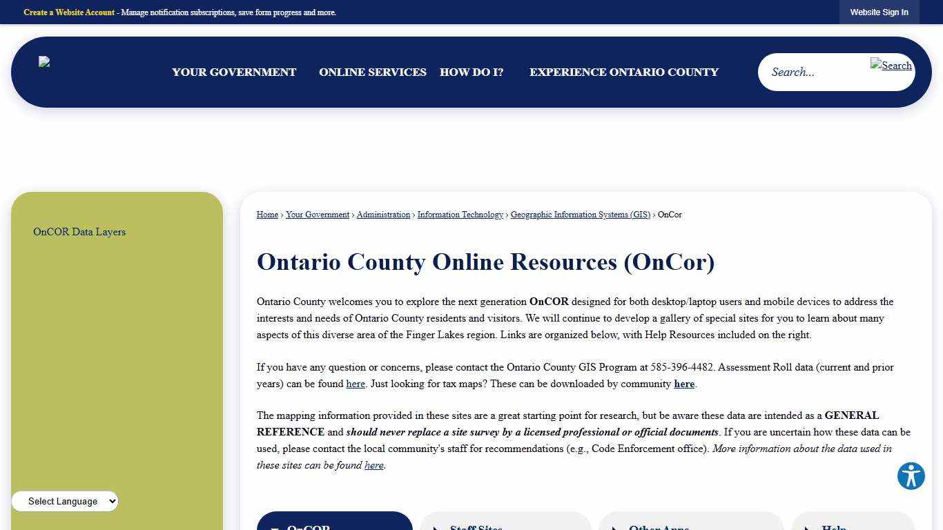 Ontario County Online Resources (OnCor) | Ontario County, NY - Official Website