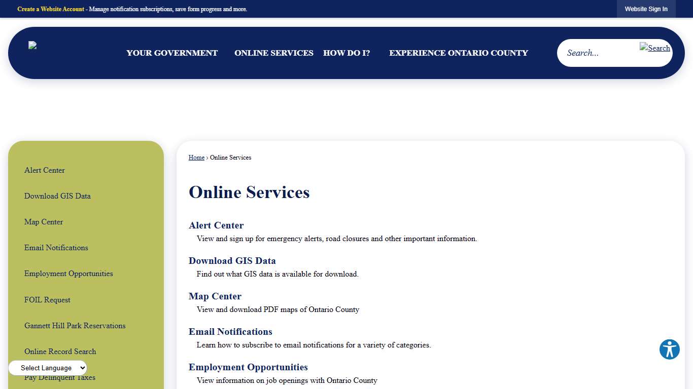 Online Services | Ontario County, NY - Official Website