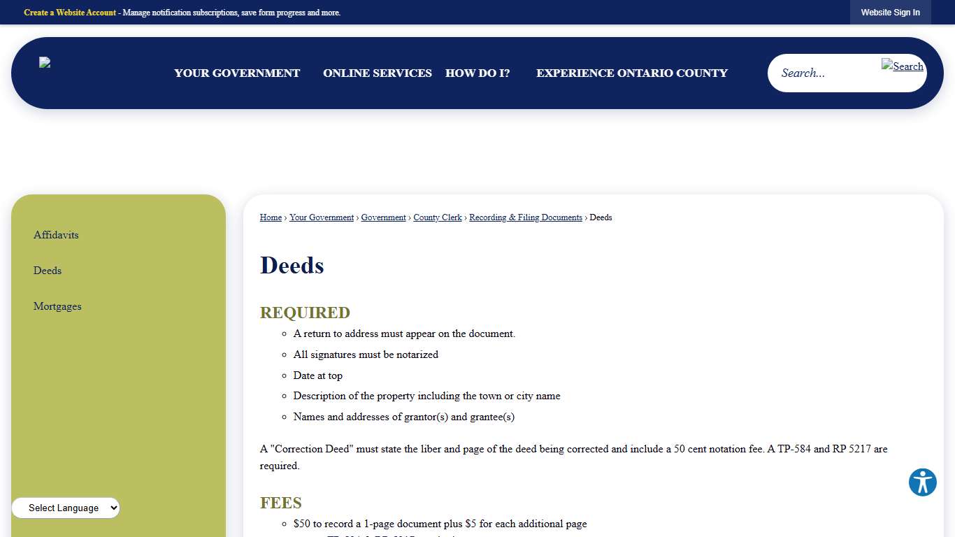 Deeds | Ontario County, NY - Official Website